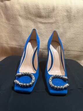Gucci Suede Pumps Crystal Gg Buckle Dionysus Accent NEW NEVER WORN